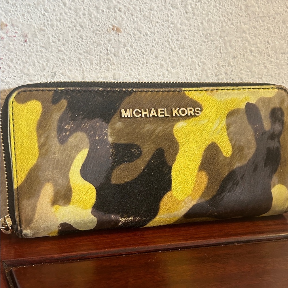 Michael Kors Yellow and Black Camouflage Wallet